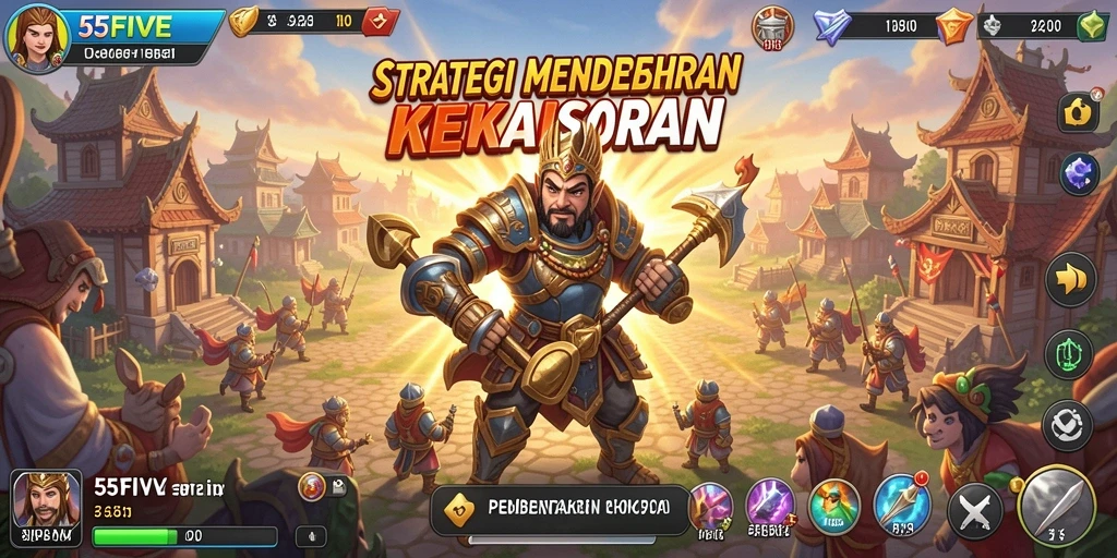 Tampilan screenshot 55FIVE yang menunjukkan pertempuran strategi mendebarkan.