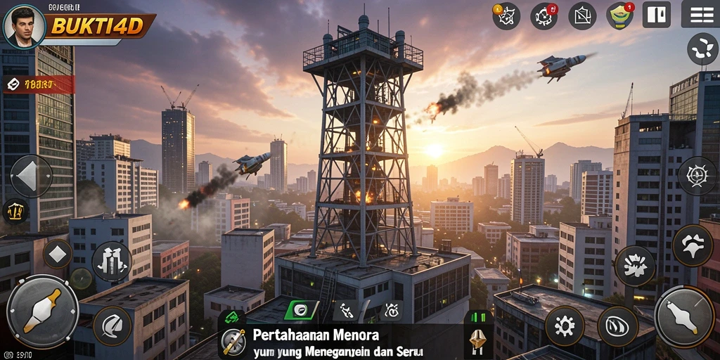 Screenshot gameplay BUKTI4D menunjukkan menara yang siap bertempur.