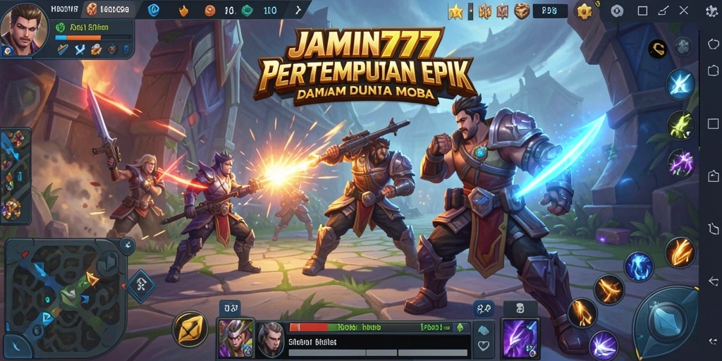 Tampilan gameplay seru dalam pertempuran MOBA.