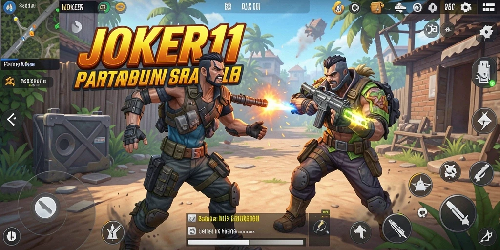 Tampilan dinamis dalam permainan Battle Royale yang menegangkan.