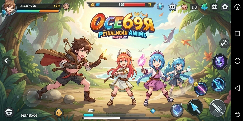 Tangkapan layar menunjukkan pertarungan epik karakter anime di OCE69.