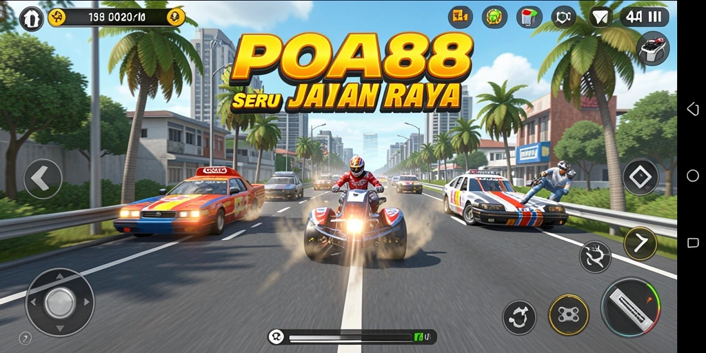 Screenshot menunjukkan aksi balapan mendebarkan di <strong>POA88</strong>.