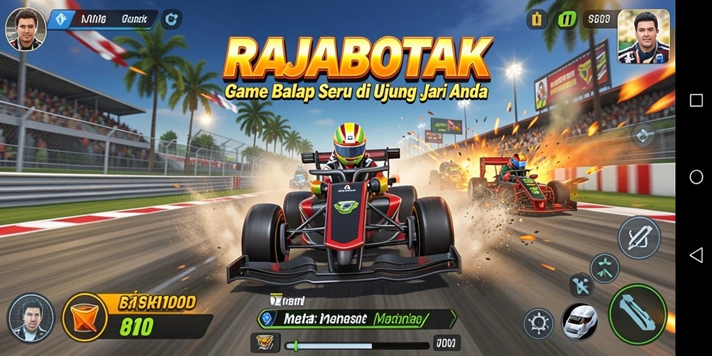 Gameplay menarik dalam RAJABOTAK yang penuh aksi balap.