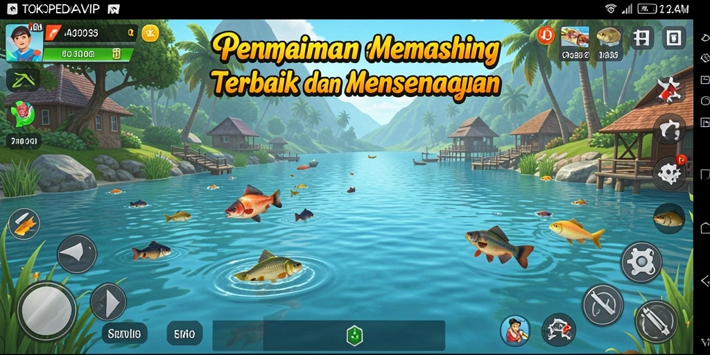 Tampilan menawan gameplay TOKOPEDIAVIP saat memancing ikan.